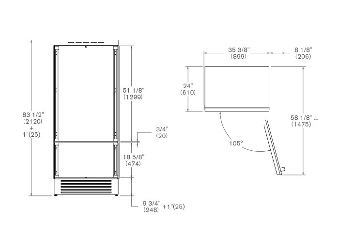 90cm Built-In Bottom Mount, Panel Ready Right hinges | Bertazzoni